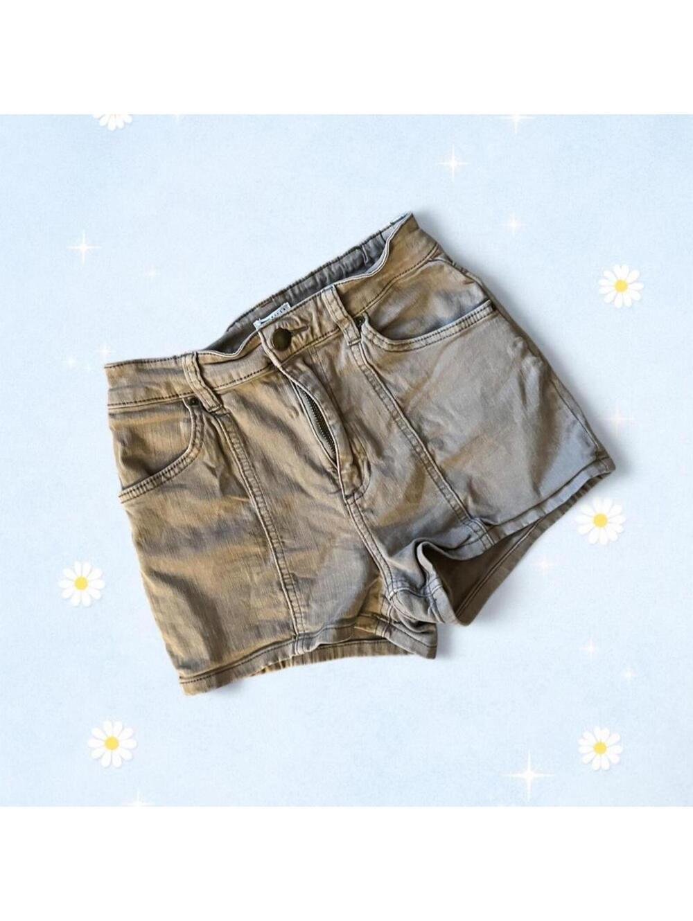 Billabong coastal surfer low rise tan fitted mini shorts size 25 🤎